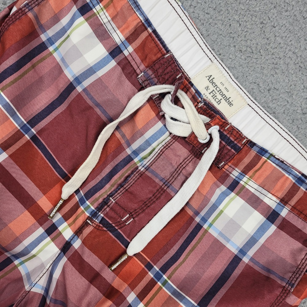Abercrombie & Fitch Y2K Mens Plaid Cargo Shorts Swim Trunks Size L